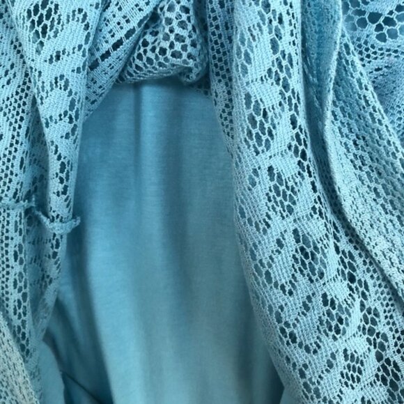 Chaps Teal Lace Pullover Top Short Sleeve 1X Plus Size - Picture 8 of 9